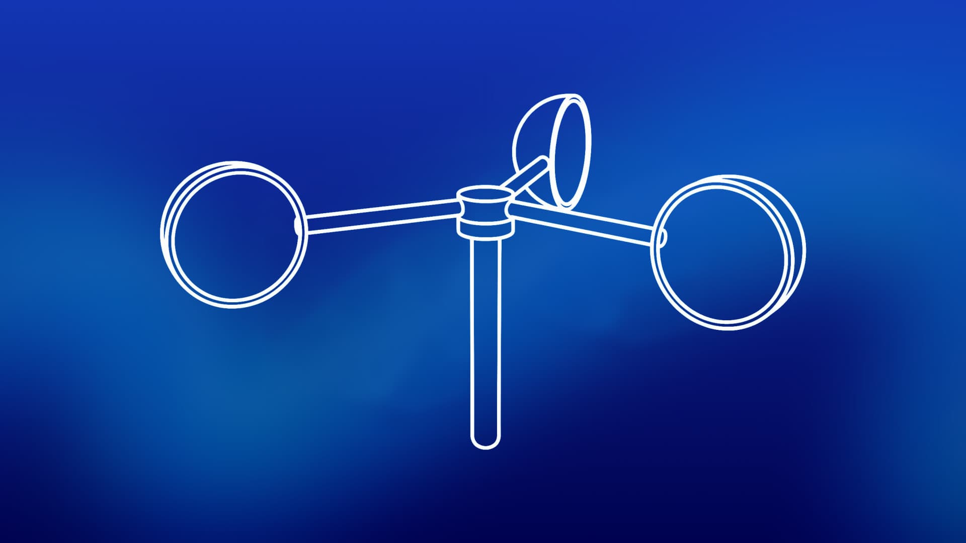 Line drawing of an anemometer at the top of a plain post