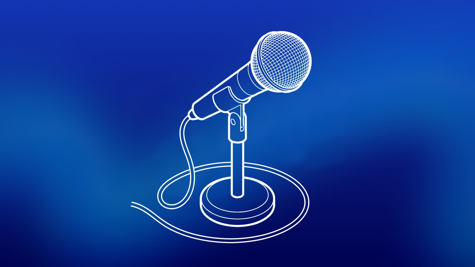 Line drawing of a microphone in a short table stand